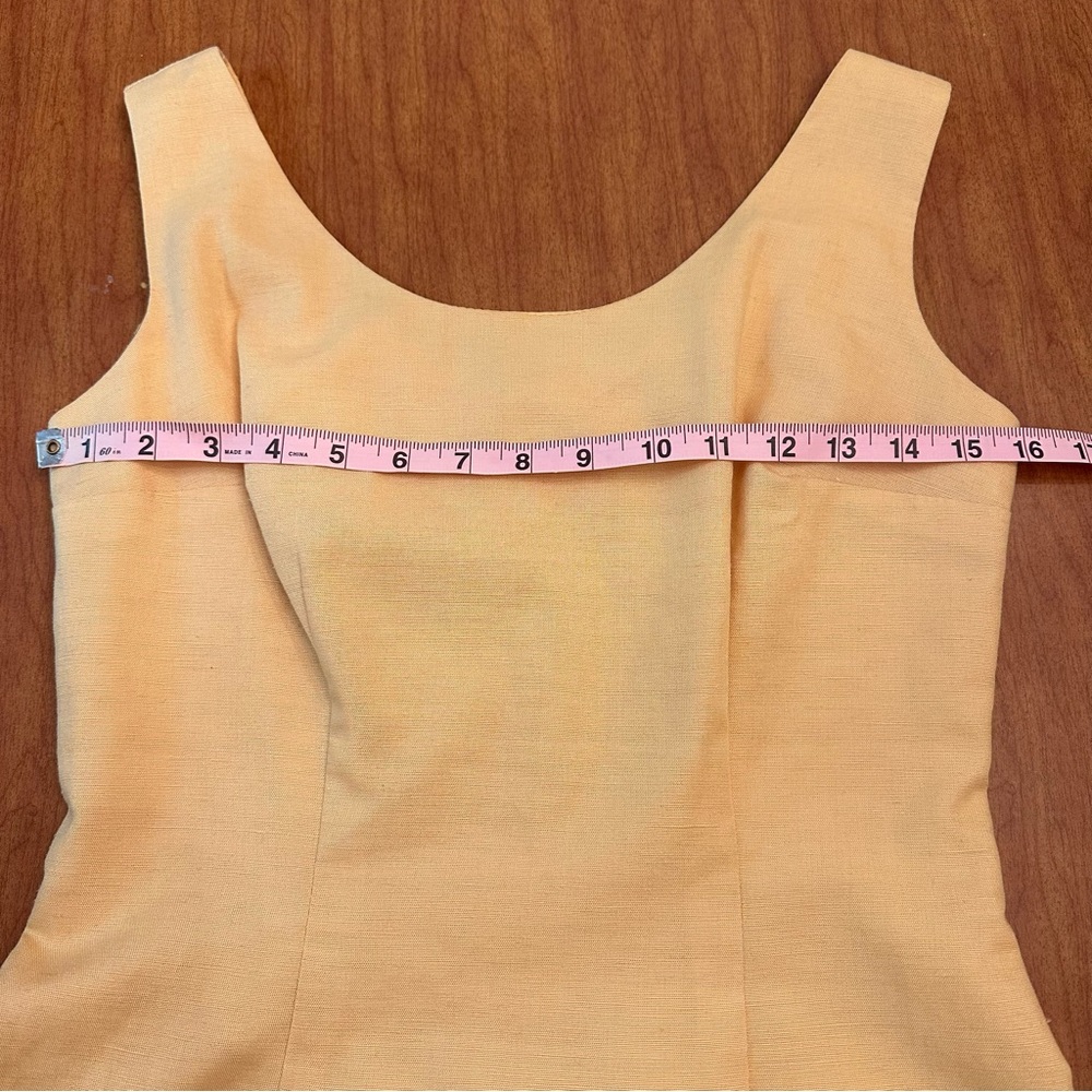 Tempo Paris Vintage Linen Butter Yellow Sleeveless Sheath Dress Sz 4 - Picture 3 of 6